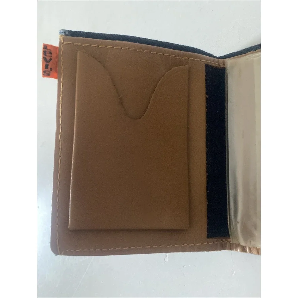 70s Vintage Levi's Orange Tab bifold leather / Denim wallet Rare